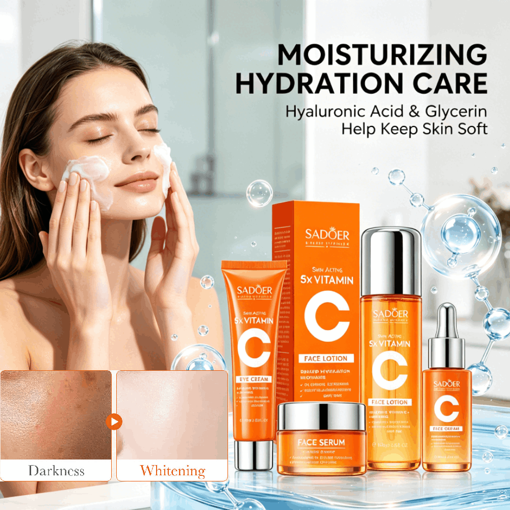 Luxury Skincare Set - Sadoer 5x Vitamin C Hautpflege-Set Reiniger