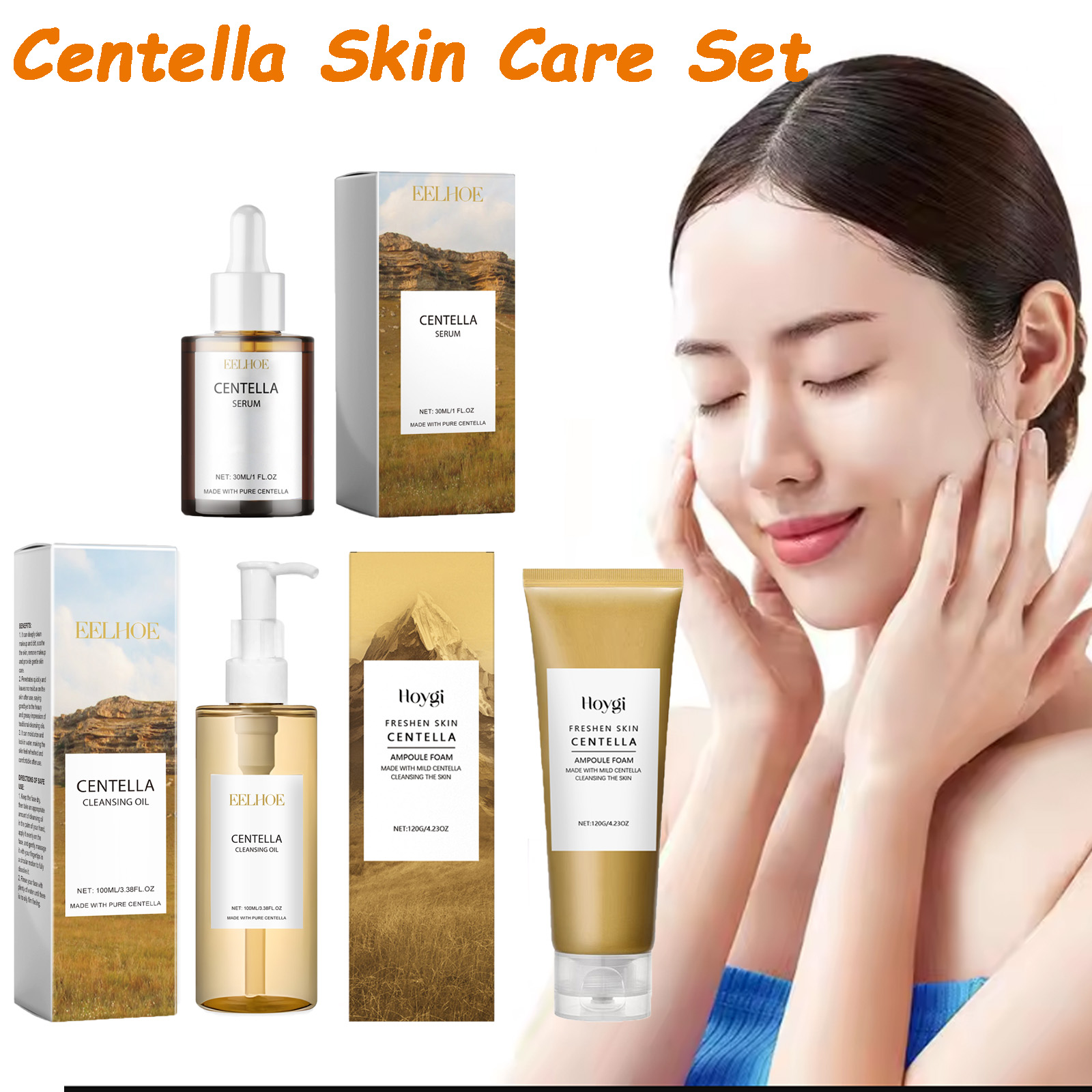 Luxury Skincare Set - Centella Hautpflegeset Centella Serum Gesichtswasch-Reinigungsöl Gesichtspflegeset