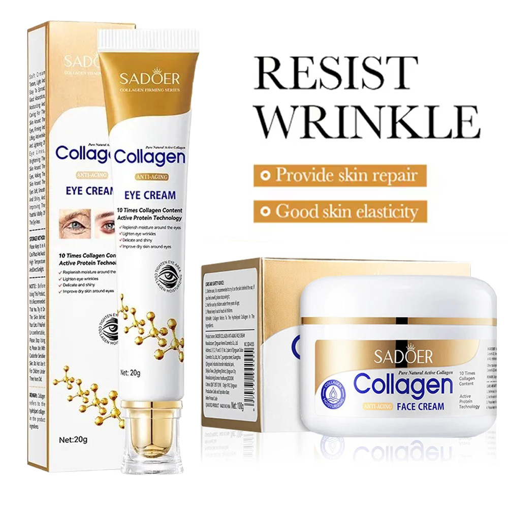 Luxury Skincare Set - SADOER Kollagen-Hautpflege-Set, Augencreme und feuchtigkeitsspendende Gesichtscreme,