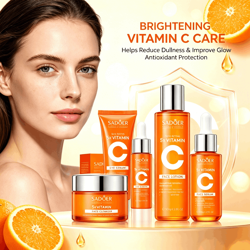 Luxury Skincare Set - SADOER 5X Vitamin C Gesichtspflege-Set 4-teilig